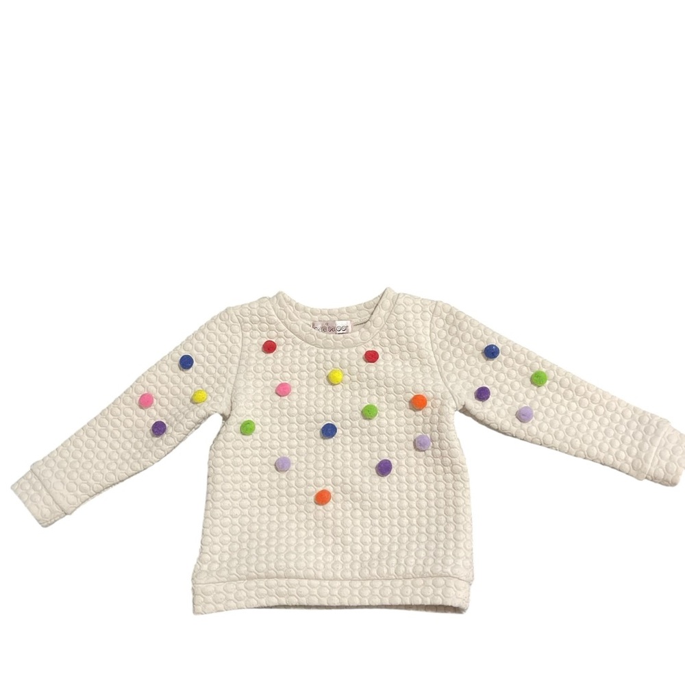Playful Cream Kids Sweater with Multicolor Dots